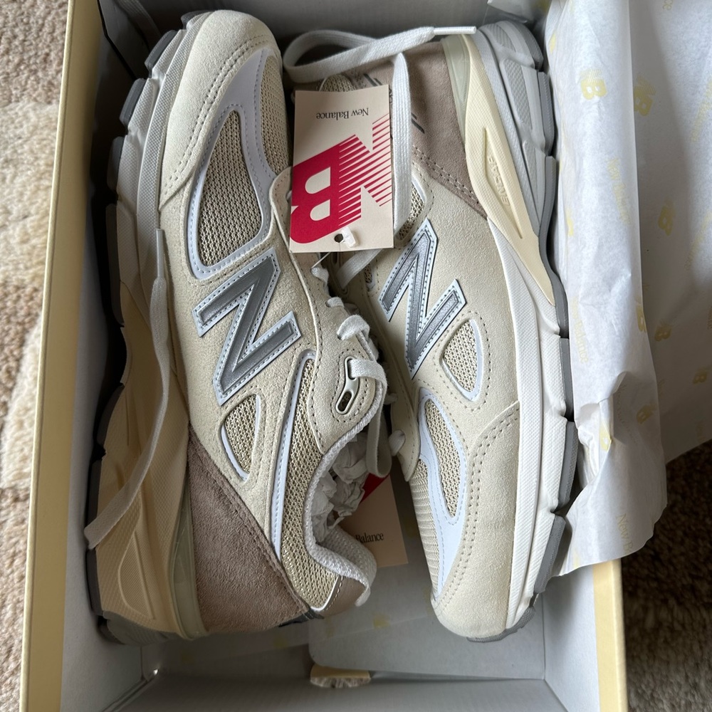 New Balance Made in USA 990v4 Limestone with White.